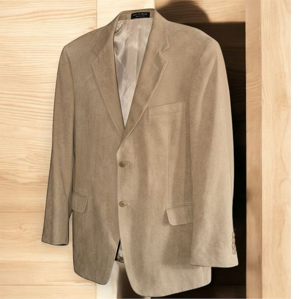 Andrew Fezza Italian Inspired Men's Beige Soft Corduroy Blazer Vintage 90s - Picture 2 of 12